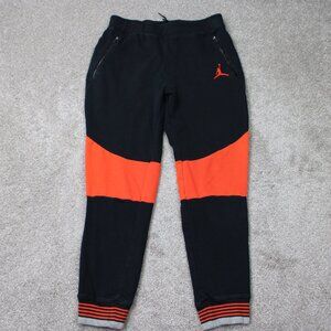 Nike Air Jordan Jogger Pants Mens Large Black/Orange Dri-Fit Jumpman Sweatpants